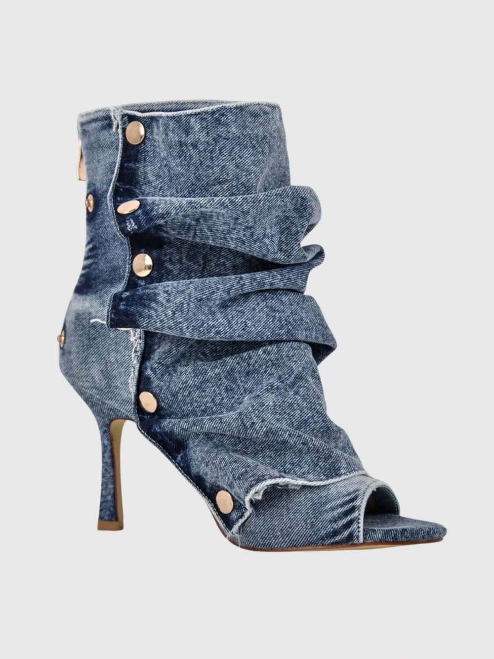 Sienna Rossi Denim Ruched Peep-Toe Stiletto Ankle Boot - Blue NWT size 10&11